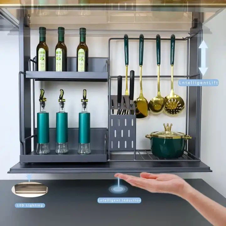 Kitchen Automatic Lift Cabinet Voice Control Lift Touch Control Pull Basket