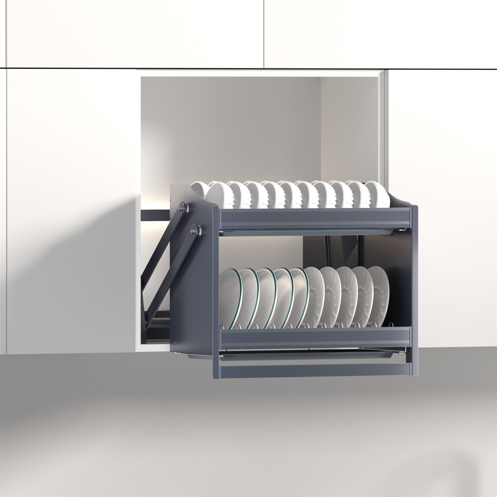Elevador automático de prateleira em liga de alumínio para armário de cozinha